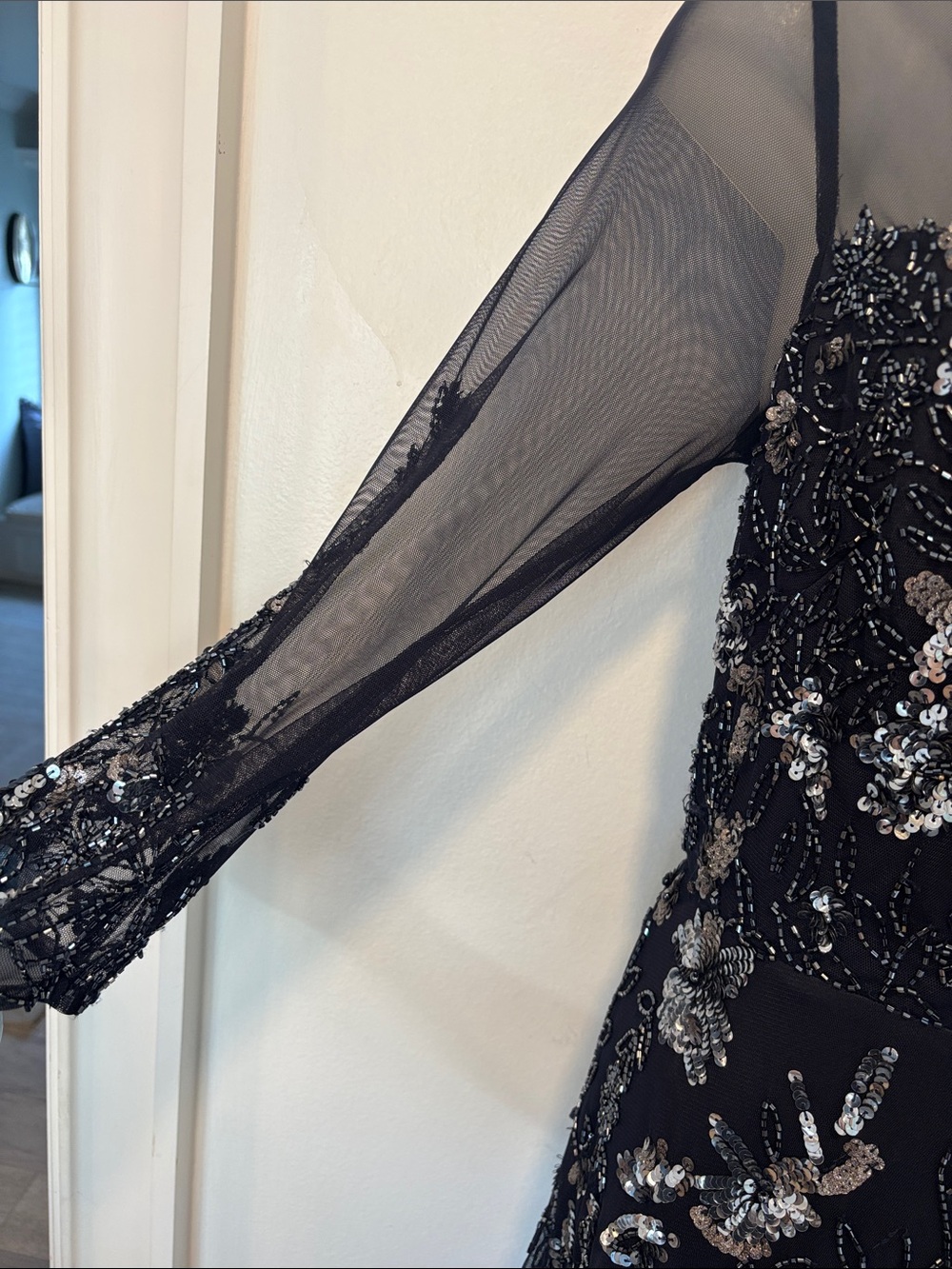 Adrianna Pappell Sheer Beaded Sequin Elegant Evening Party Dress Size 8 NWT - Picture 7 of 13